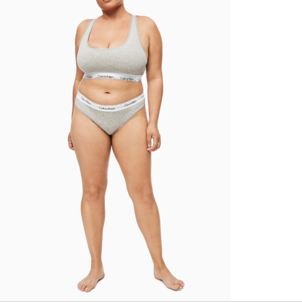 Calvin Klein Plus Size Modern Cotton Unlined Bralette  Grey Heather NWT